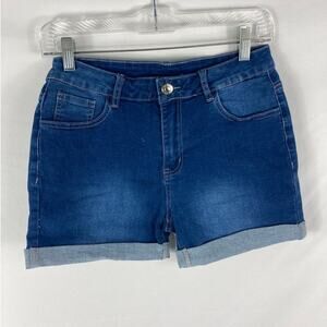 NWT vanberfia Women's Stretchy Denim Mid Rise Jean Shorts with Pockets Medium